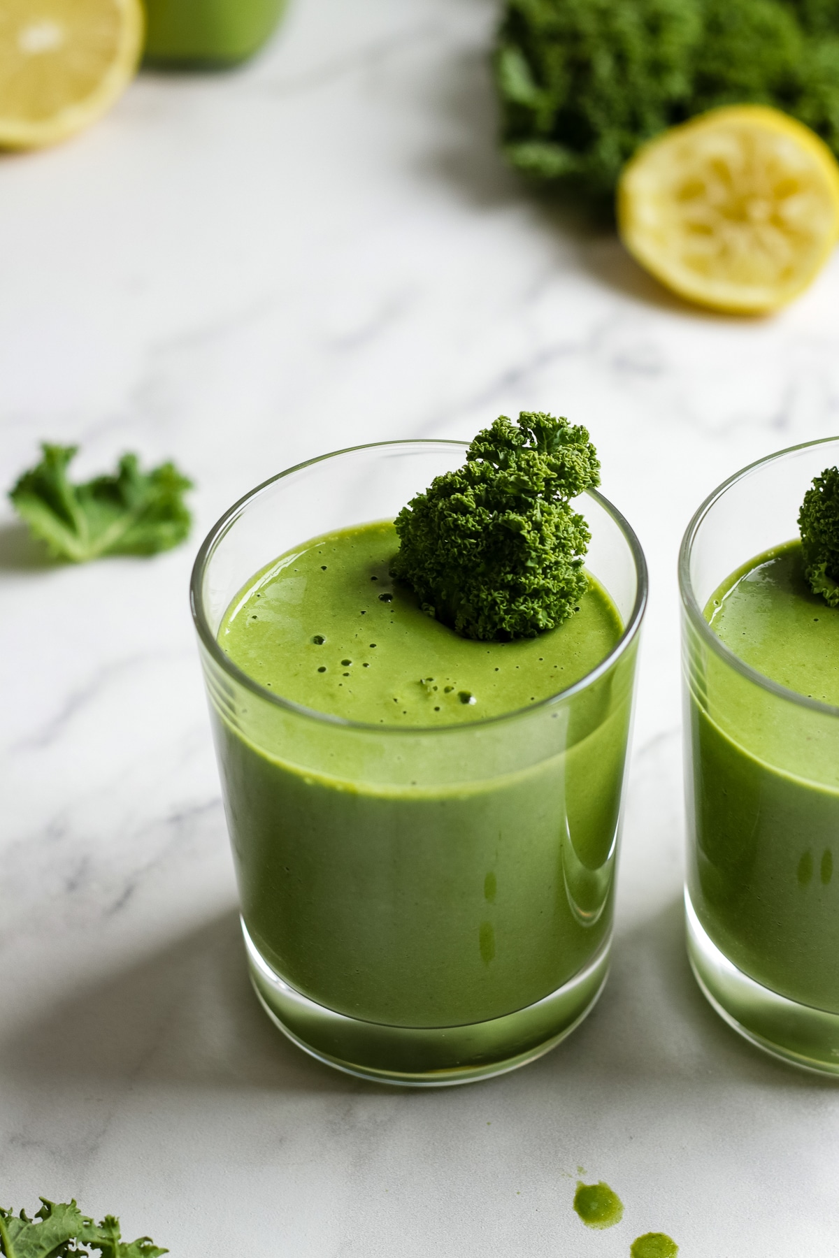 Kale Banana Smoothie Served in Glasses.