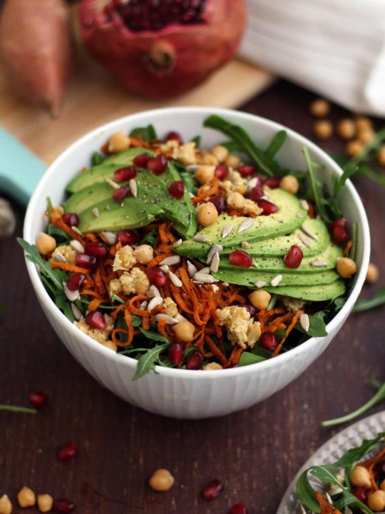 Healthy Sweet Potato Noodle Salad with Chickpeas and Rocket - Vegan Healthy Side Dish