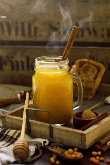 Magic Sea Buckthorn Tea with Honey and Cinnamon - Hot and Delicious Served in a Tray