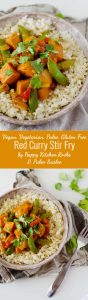 Easy and wholesome Vegetarian Red Curry Stir Fry makes for a nutritious weeknight dinner ready in just 30 minutes! It's also vegan, gluten free and paleo, not to mention flavorful and easy to make! @elenaszeliga from @happykitchen.rocks