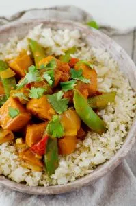 Vegetarian Red Curry Stir Fry in a Bowl Served and Ready