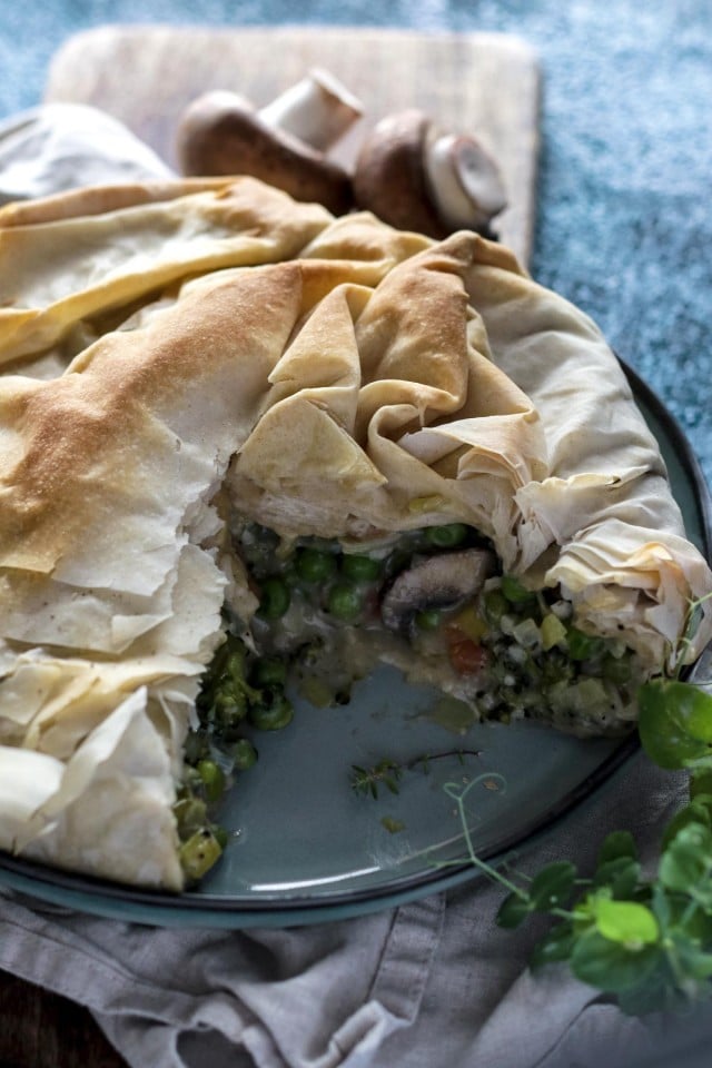 Vegan Pot Pie with Filo Crust • Happy Kitchen
