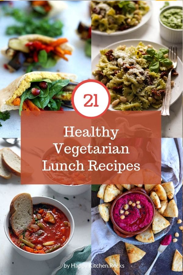 Healthy Vegetarian Lunch Box Ideas Collage of Four Images with Text Overlay