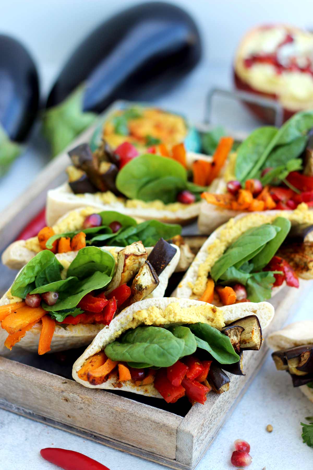 Pita Pockets with Roasted Veggies and Hummus • Happy Kitchen