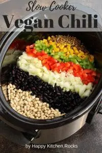 Ingredients for Vegan Chili in a Slow Cooker Pinterest
