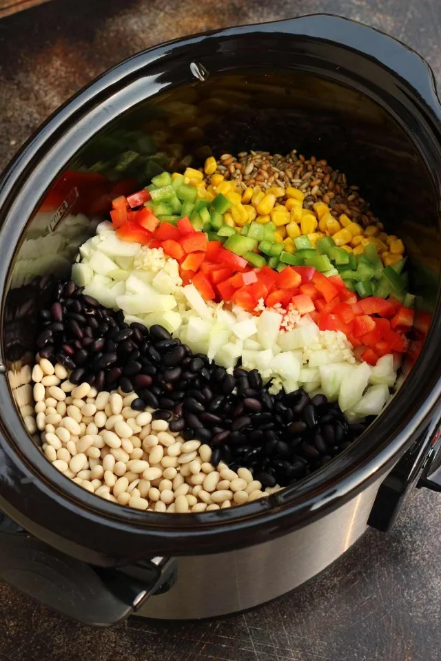 Ingredients for Vegan Chili in a Slow Cooker