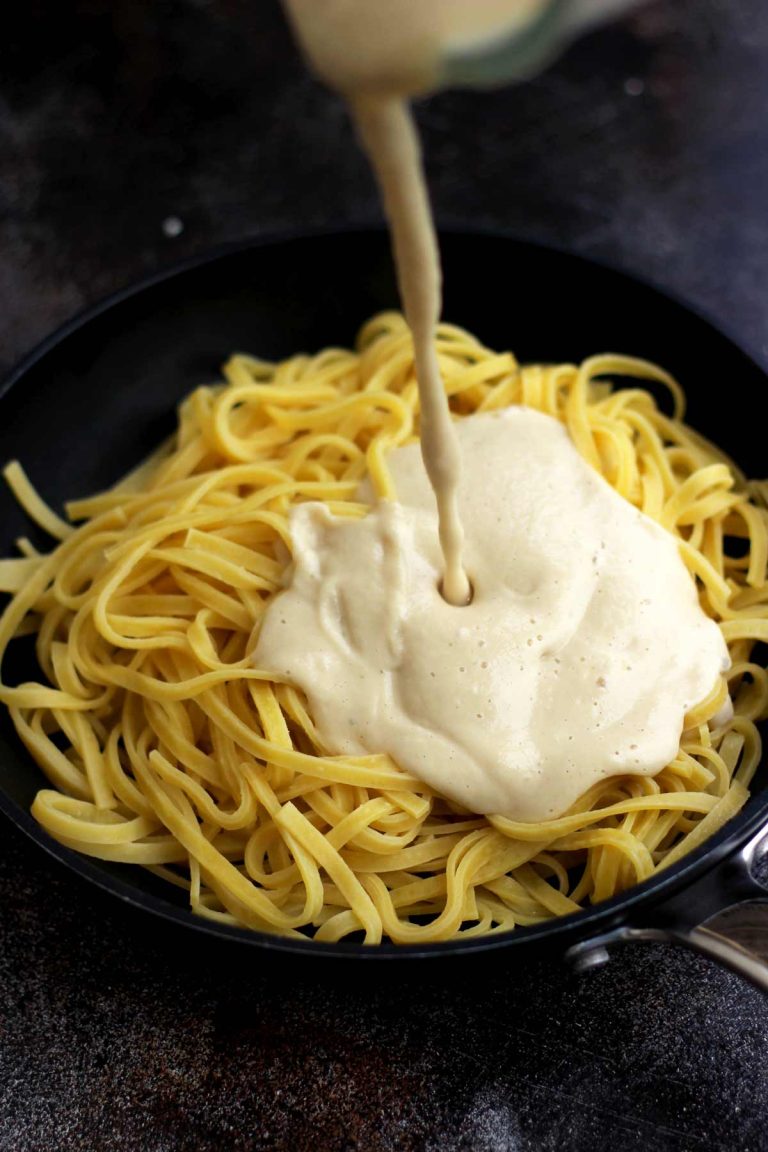The Creamiest Vegan Fettuccine Alfredo • Happy Kitchen