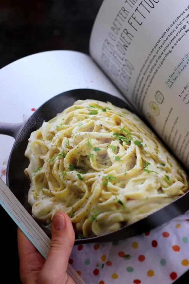 The Creamiest Vegan Fettuccine Alfredo - Fuss-Free Vegan Cookbook - Flipping the Pages with Recipes