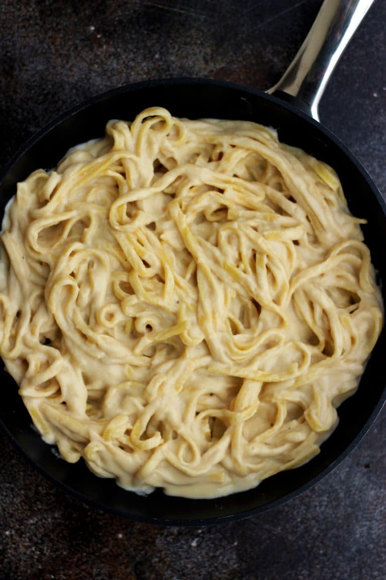 The Creamiest Vegan Fettuccine Alfredo • Happy Kitchen