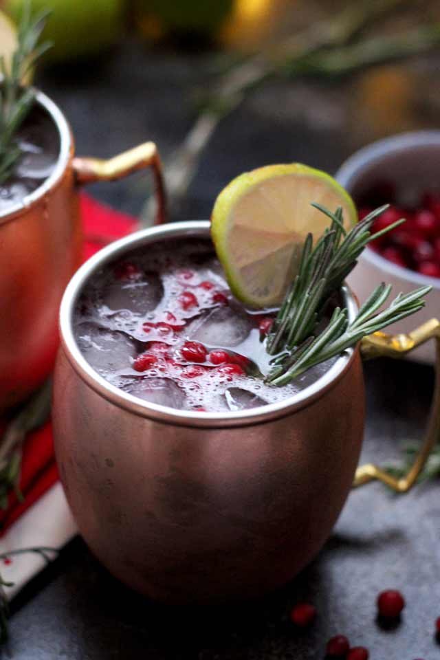 Cranberry Moscow Mule in a Copper Mug.