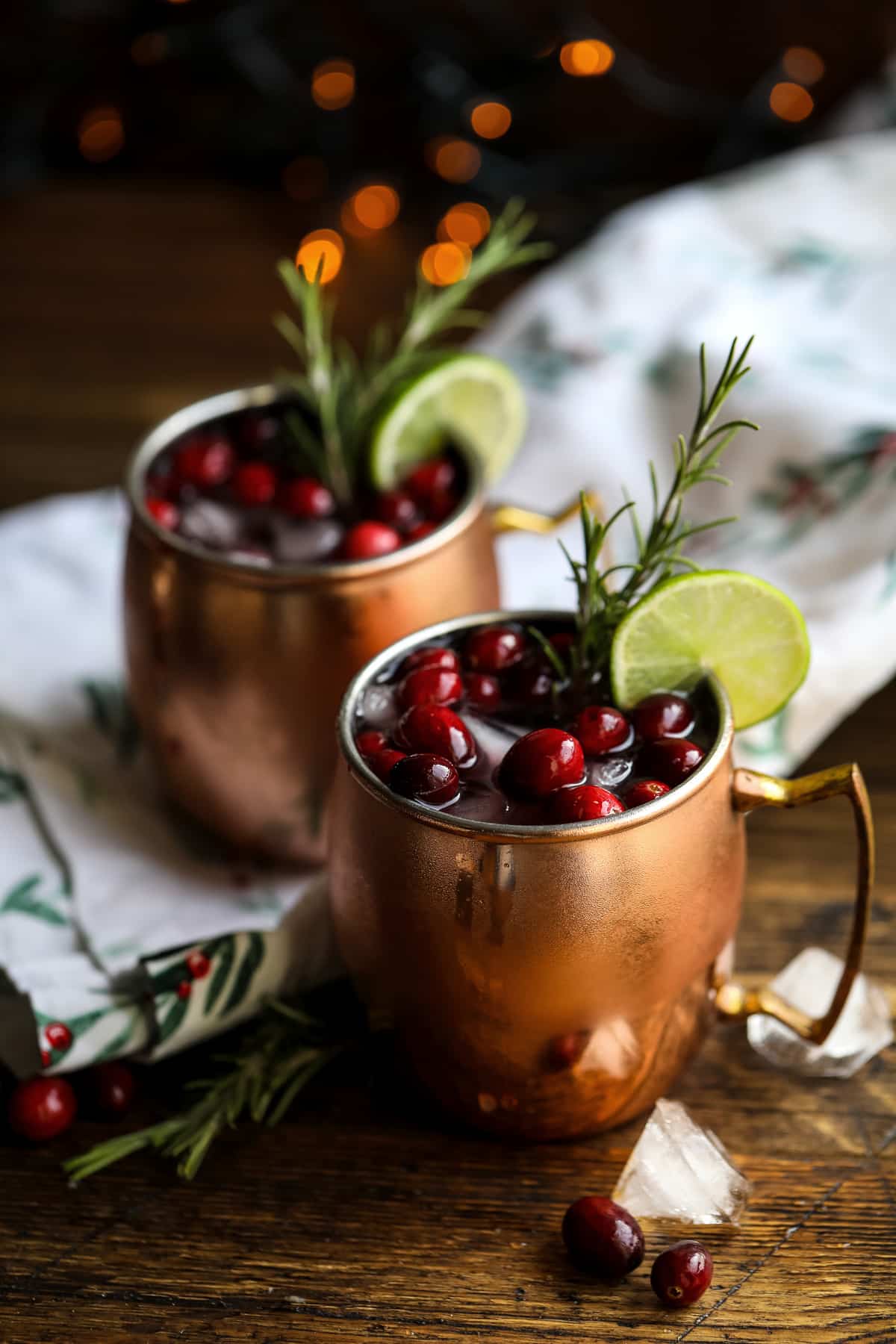 Cranberry Moscow Mule in Copper Mugs.