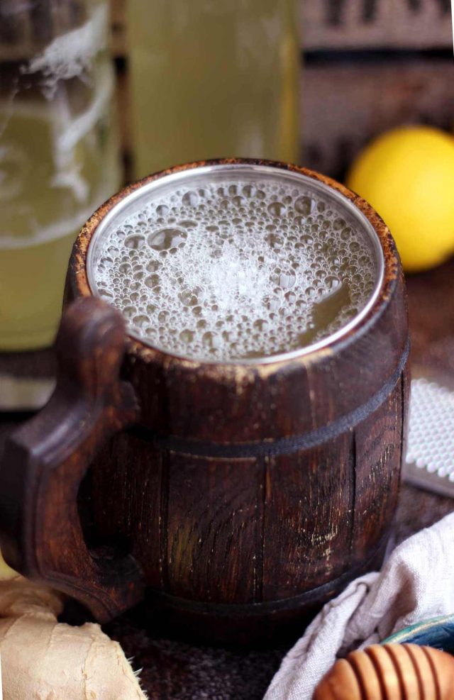 Ginger Beer in a Wooden Mug.