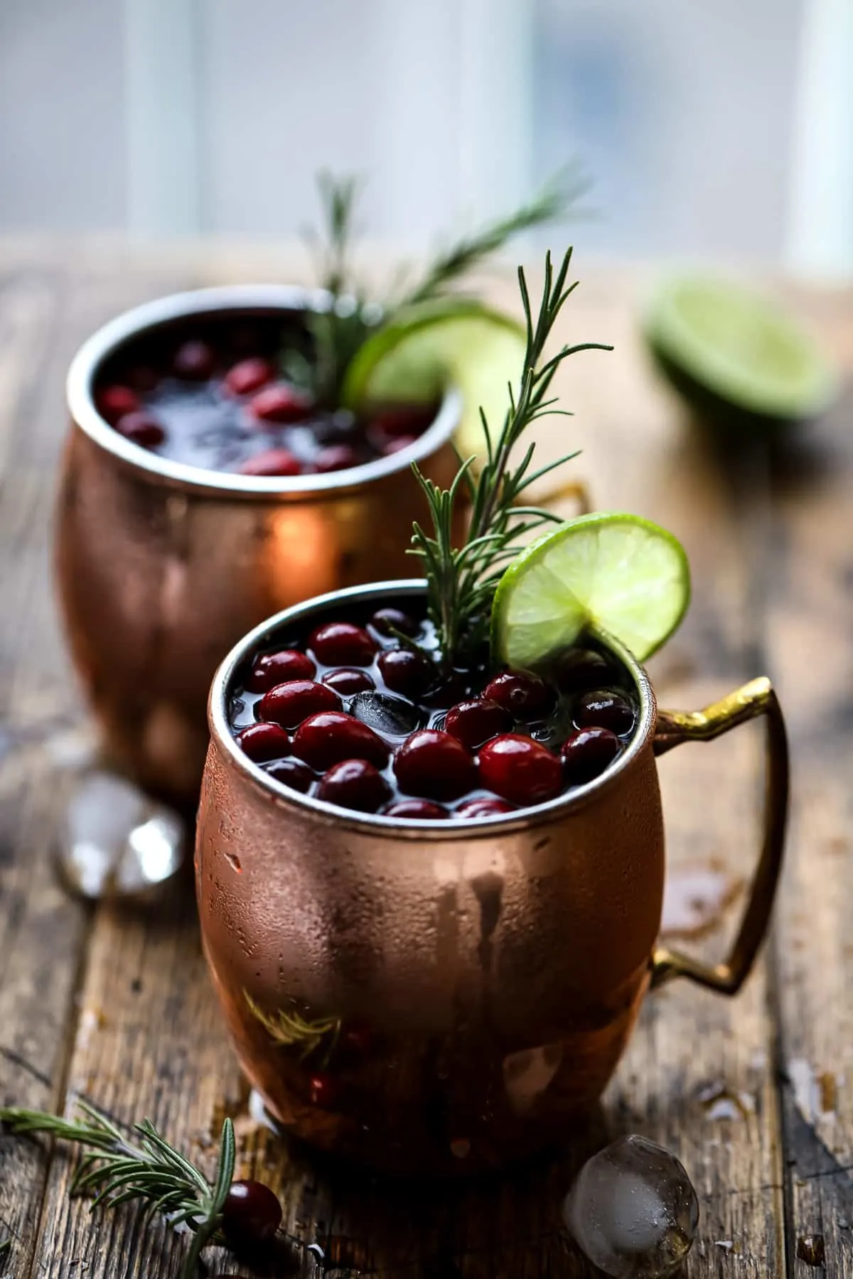 Moscow Mule Cocktail in Copper Mugs.