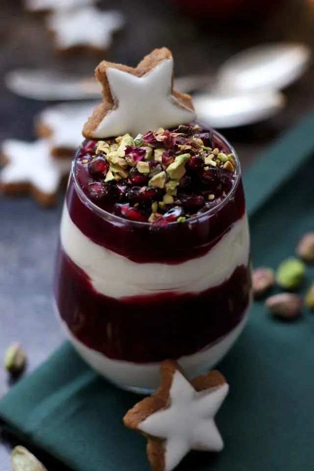 15-Minute Pomegranate Parfaits with Pistachios - Stars and Pistachios in the Background