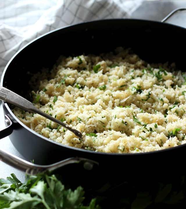 How to Make Cauliflower Rice in a Skillet with a Spoon