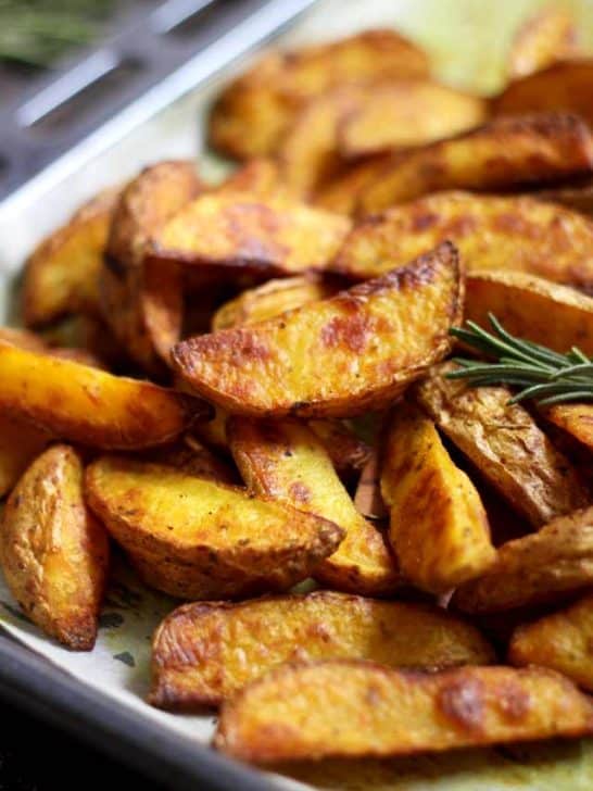 Easy Baked Potato Wedges in a Tray Cooked and Ready