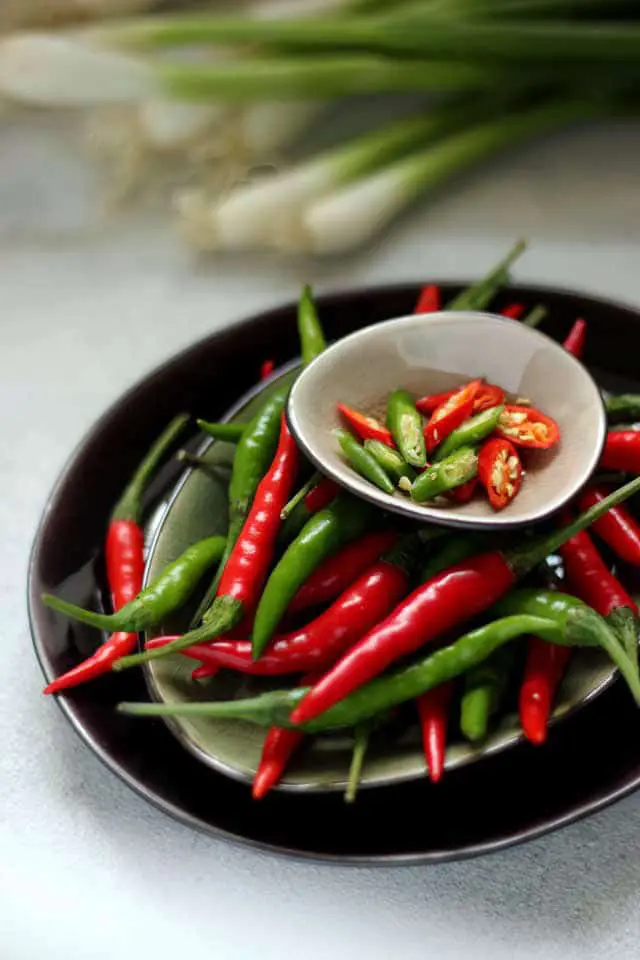 Red and Green Asian Chili Peppers