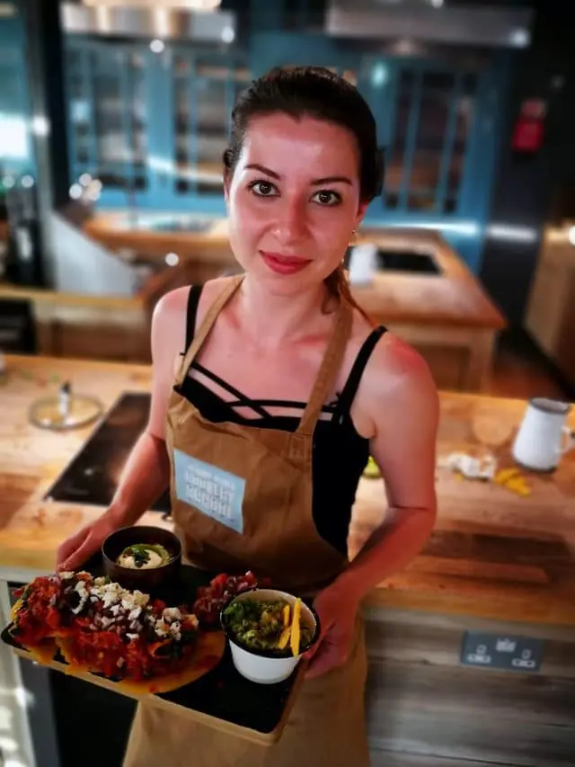 Elena Szeliga from Happy Kitchen.Rocks Cooking Mexican Food