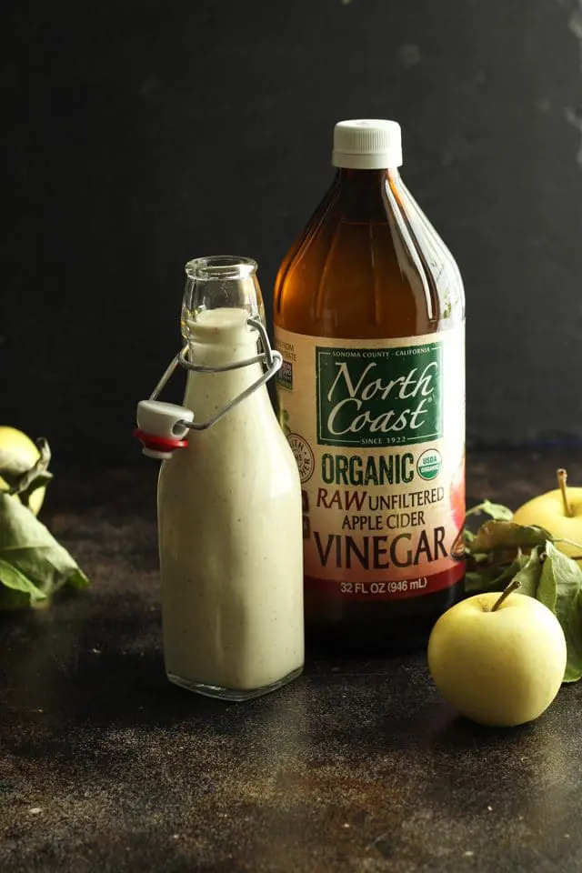 Healthy Vegan Waldorf Salad Recipe - Vegan Mayo Dressing and a Bottle of North Coast Organic Raw Unfiltered Apple Cider Vinegar