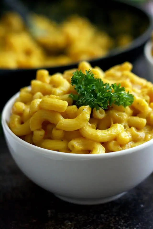 Silky Vegan Mac and Cheese - Beautiful Closeup Shot on the Delicious Vegan Dish