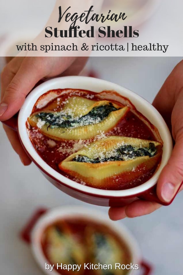 5 Ingredient Stuffed Shells with Spinach and Ricotta Collage with Text Overlay