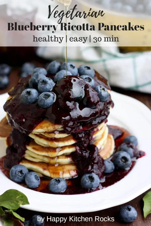 Blueberry Ricotta Pancakes - Healthy and Easy with Text Overlay