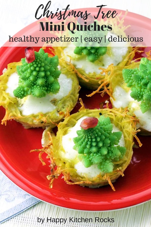 Christmas Tree Mini Quiches - Healthy Appetizer, Easy and Delicious, with Text Overlay