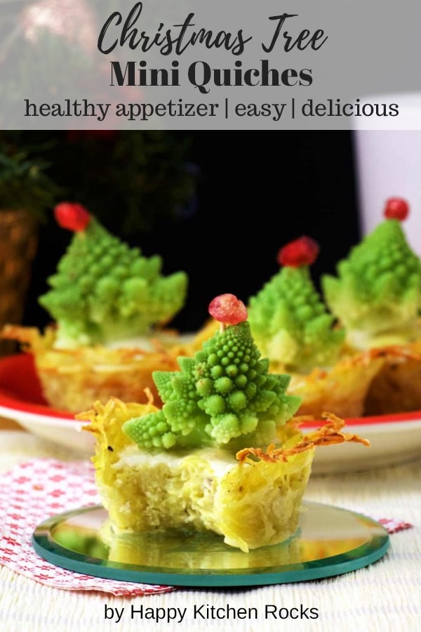 Christmas Tree Mini Quiches - Healthy Appetizer, Easy and Delicious, with Text Overlay