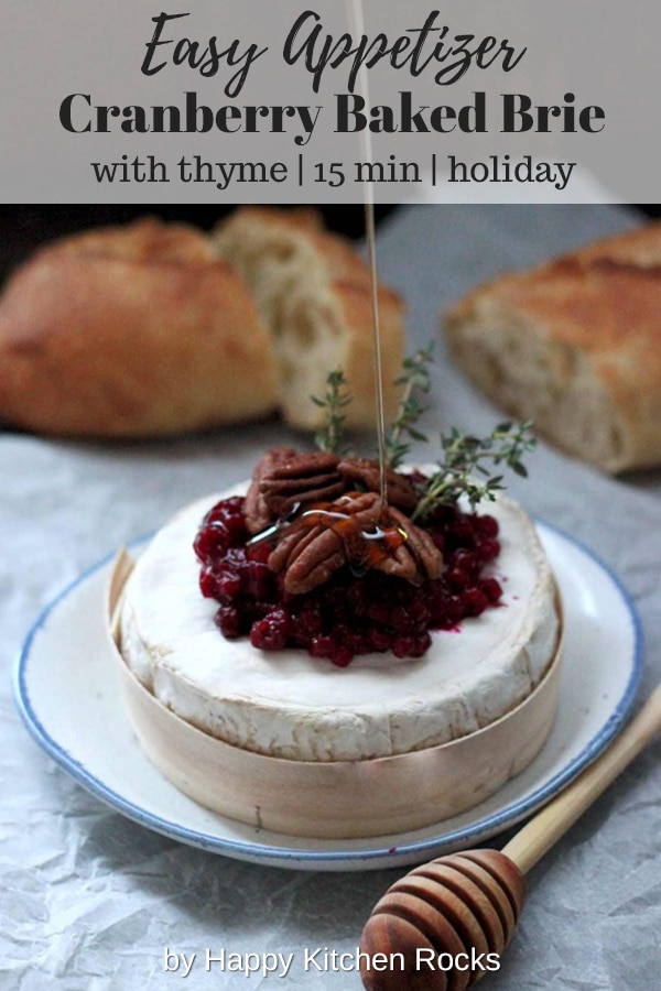 Easy Cranberry Baked Brie with Thyme - Yummy Drizzled with Honey
