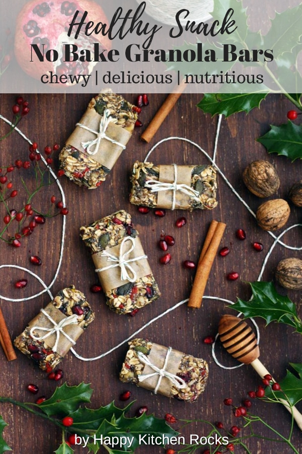 Healthy Chewy No Bake Granola Bars Beautiful Composition with Text Overlay