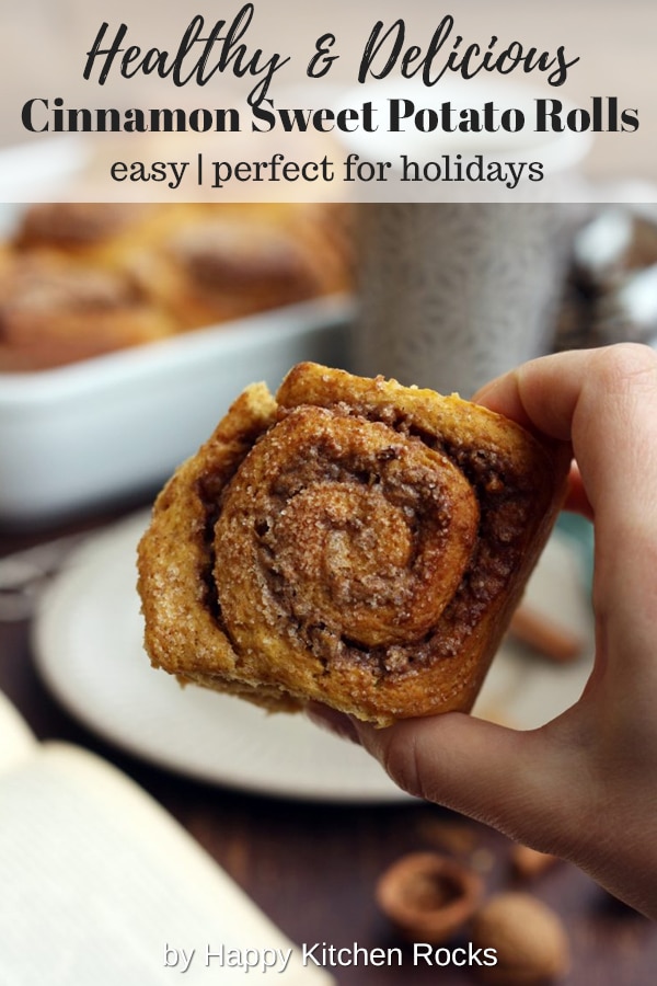 Healthy Cinnamon Sweet Potato Rolls Collage with Text Overlay