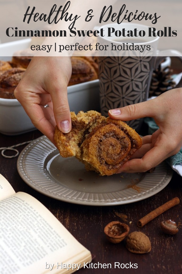 Healthy Cinnamon Sweet Potato Rolls Collage with Text Overlay