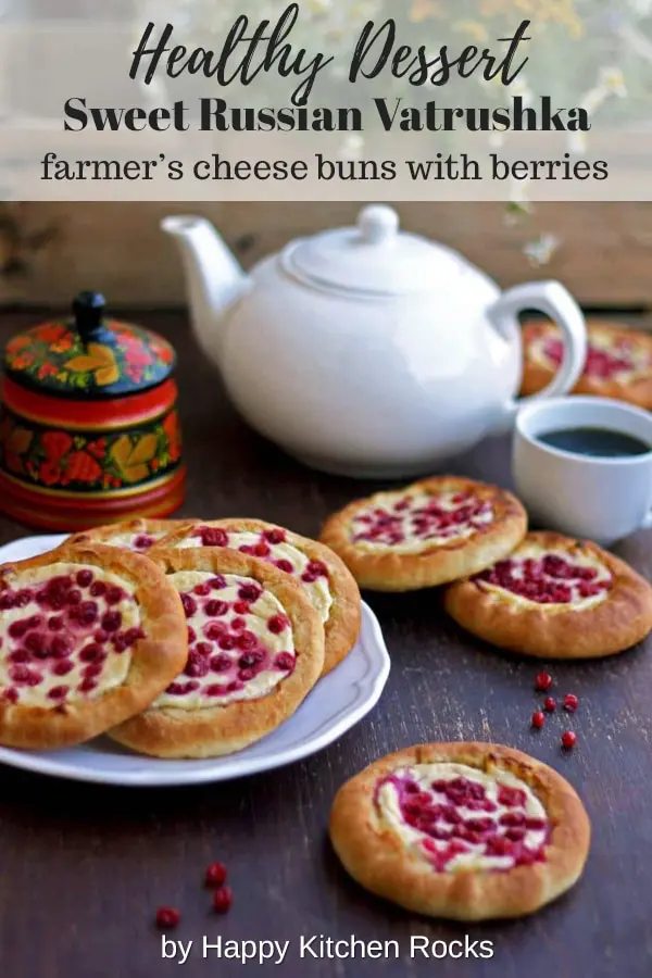Vatrushka: Sweet Russian Farmer's Cheese Buns with Berries - Healthy Dessert Collage with Text Overlay