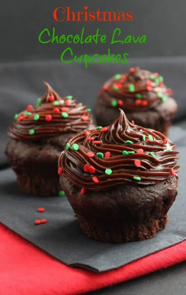Christmas Chocolate Lava Cupcakes.