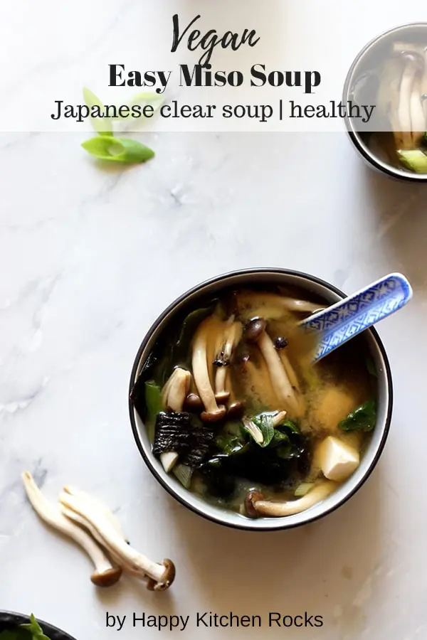 Easy Miso Soup (Japanese Clear Soup) - Vegan Healthy Dish Collage with Text Overlay