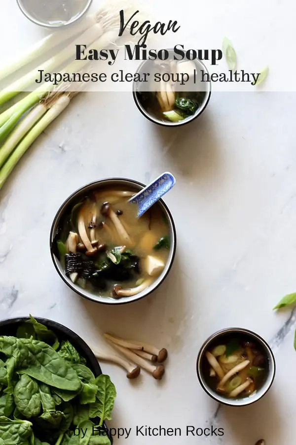 Easy Miso Soup (Japanese Clear Soup) - Vegan Healthy Dish Collage with Text Overlay