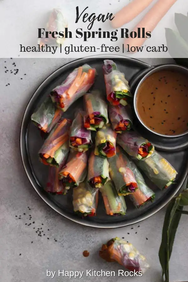 Fresh Vegan Spring Rolls Collage with Text Overlay
