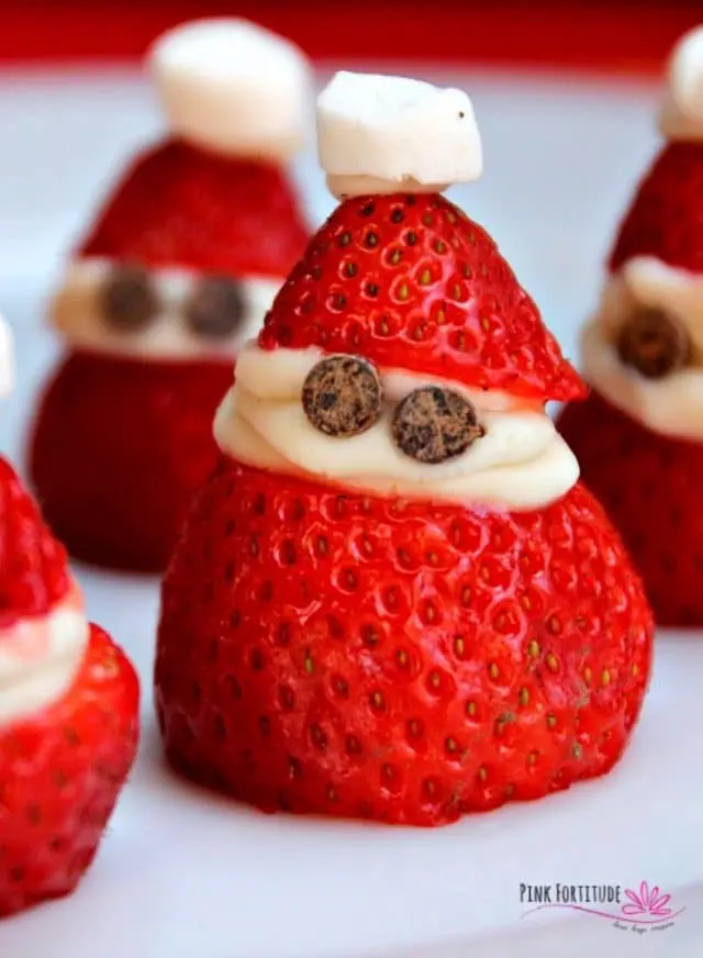 Strawberry Santas with Chocolate and Cream.
