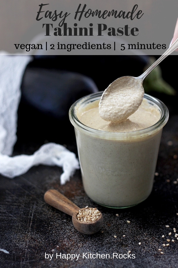 Easy Homemade Tahini Paste Pinterest Collage with Text Overlay 