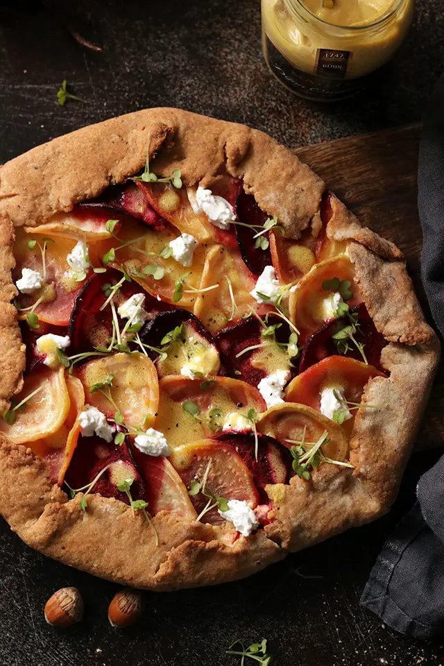 Beet Galette with Goat Cheese Flatlay