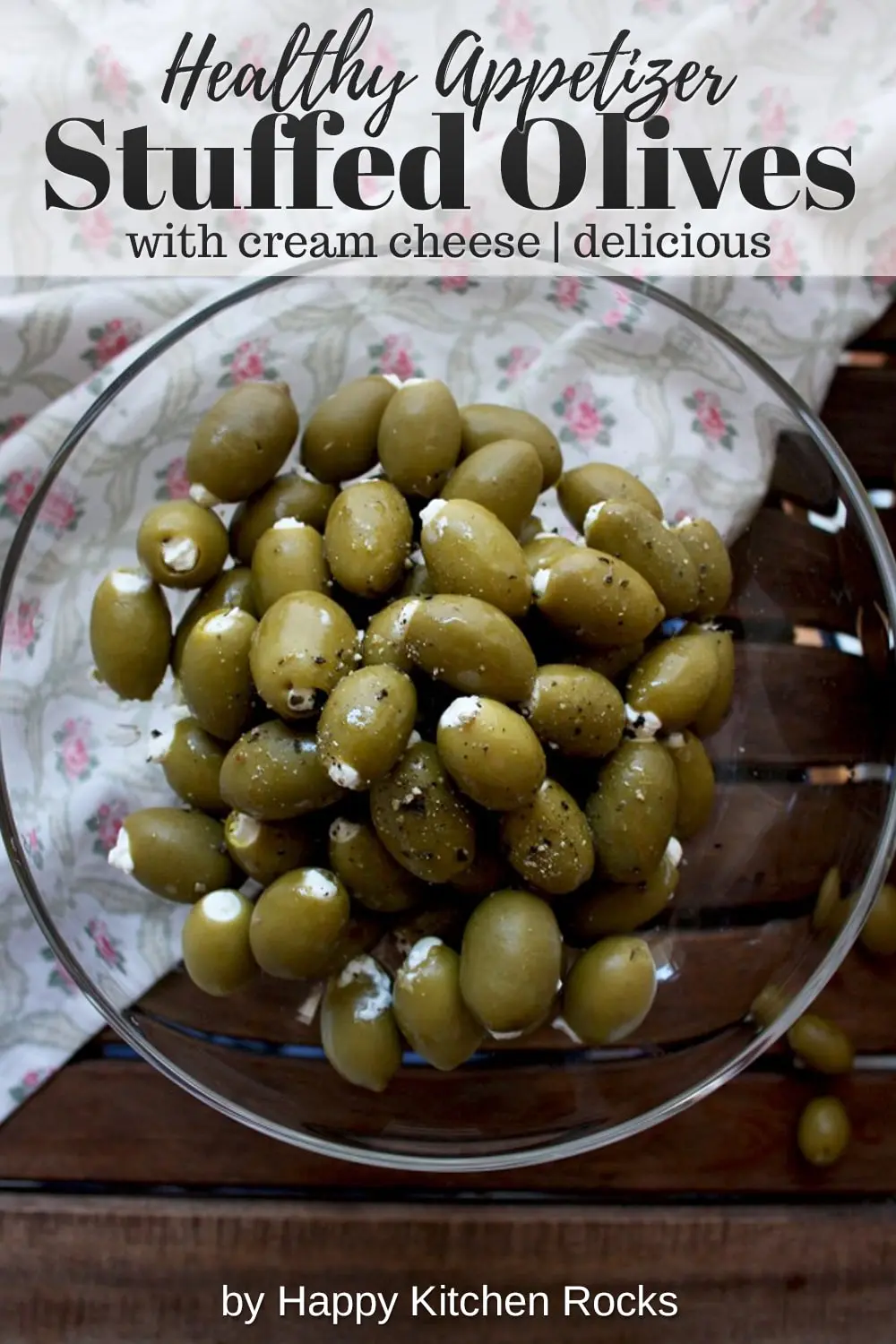 Cream Cheese Stuffed Olives Collage with Text Overlay
