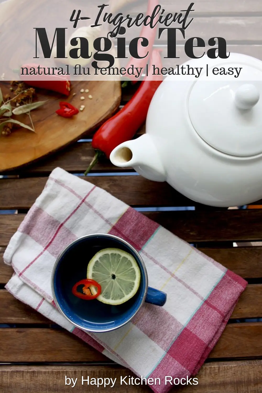 Natural Flu Remedy: Magic 4-Ingredient Tea Collage with Text Overlay
