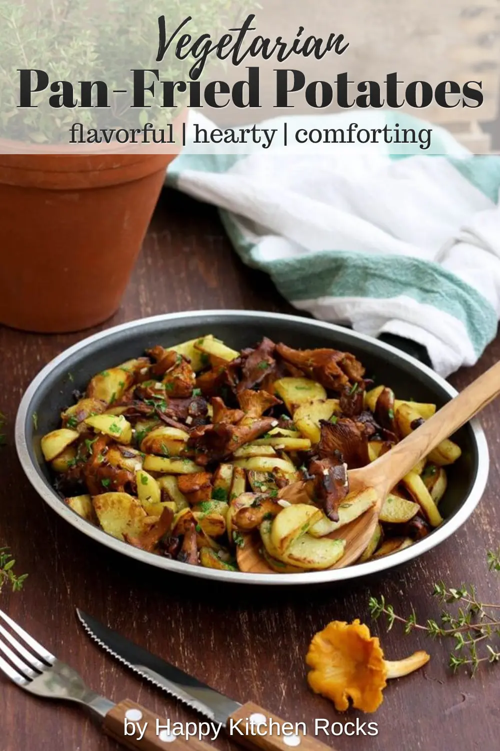 Russian Pan-Fried Potatoes with Wild Mushrooms Collage with Text Overlay