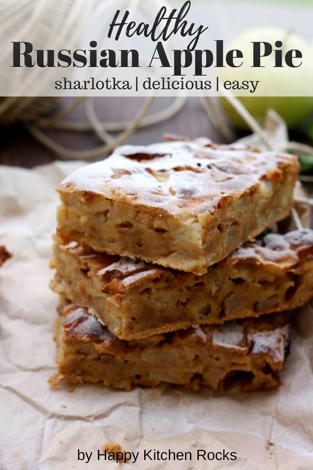 Sharlotka - Russian Apple Pie Closeup Collage with Text Overlay