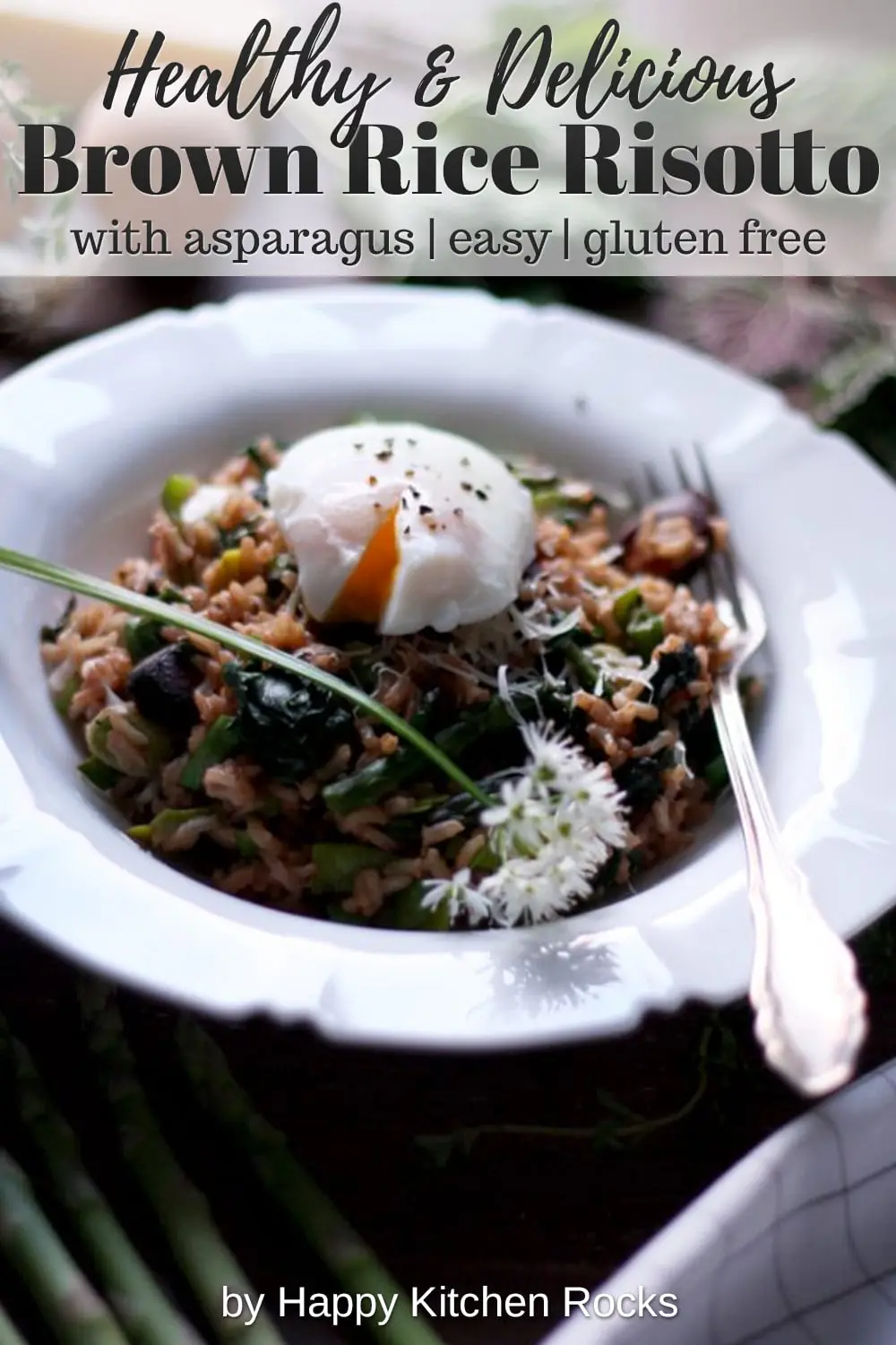 Spring Brown Rice Risotto with Asparagus Collage with Text Overlay