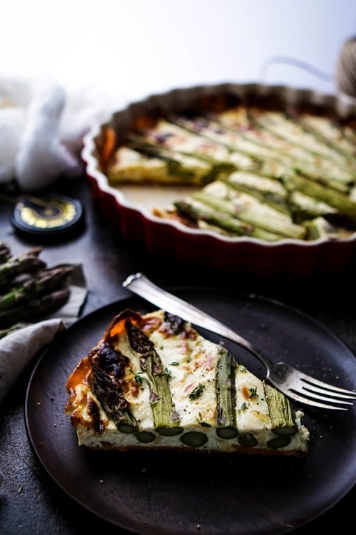 Asparagus Quiche with Sweet Potato Crust • Happy Kitchen