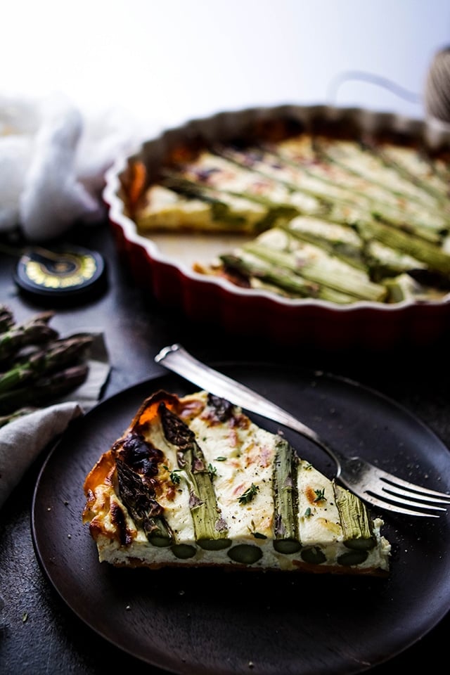 Asparagus Quiche with Sweet Potato Crust • Happy Kitchen
