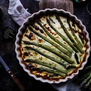 Asparagus Quiche with Sweet Potato Crust • Happy Kitchen