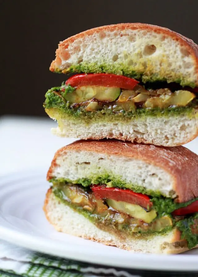 Grilled Summer Vegetable Sandwiches with Pesto