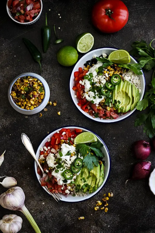 Mexican Bowls with Fresh Tomato Salsa